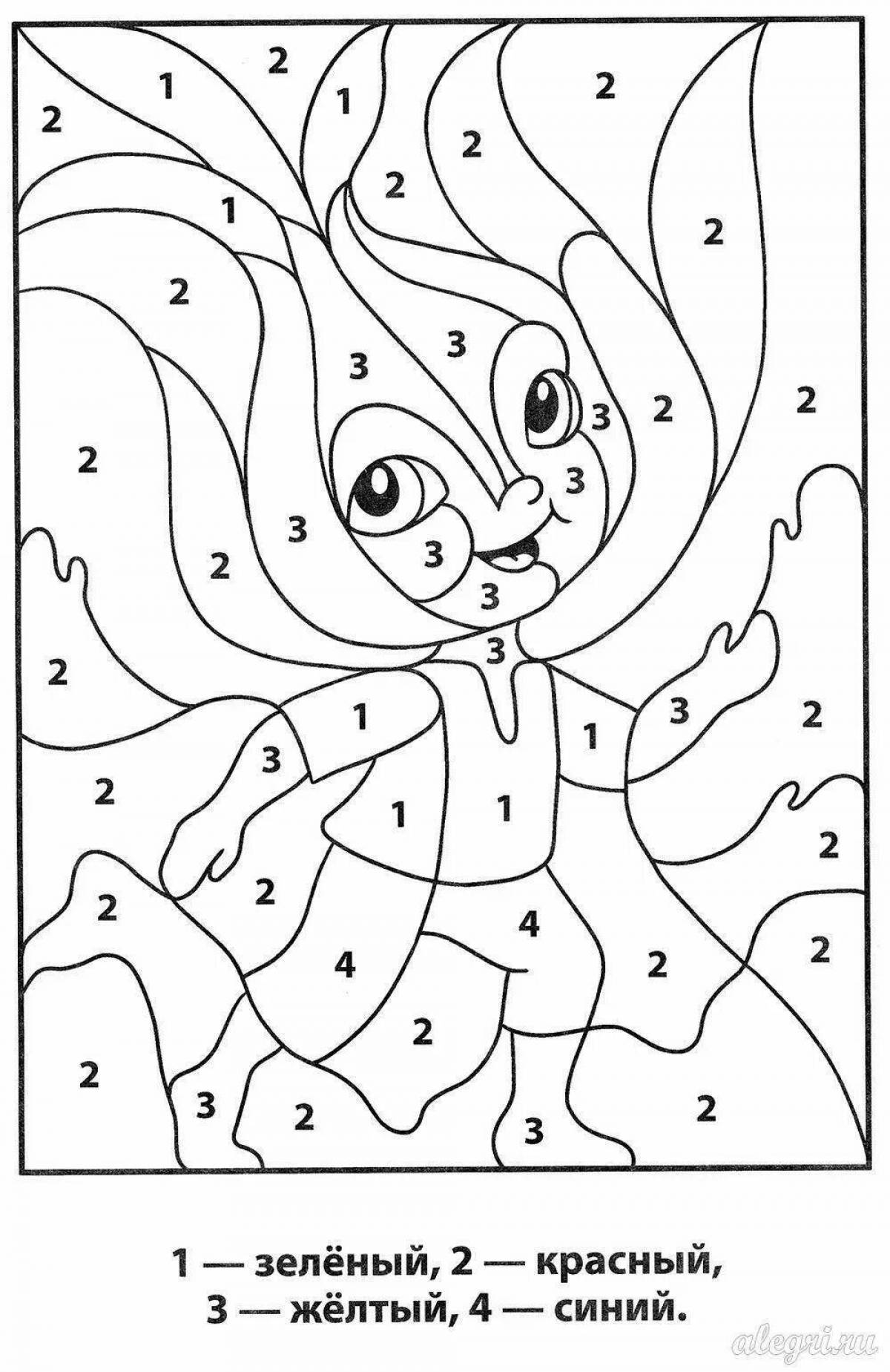 Color by number coloring book for children 5 years old