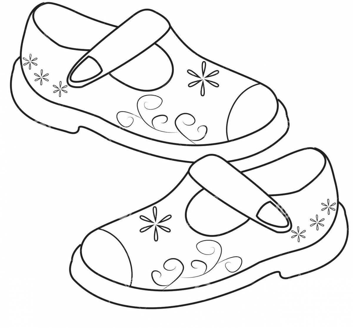 Playful shoe coloring page for 5-6 year olds