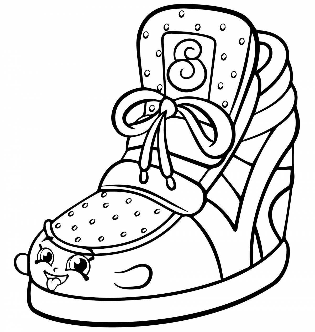Coloring page beautiful shoes for children 5-6 years old