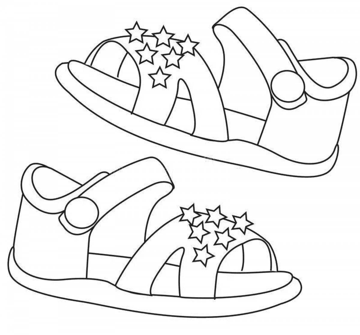 Coloring page dazzling shoes for children 5-6 years old