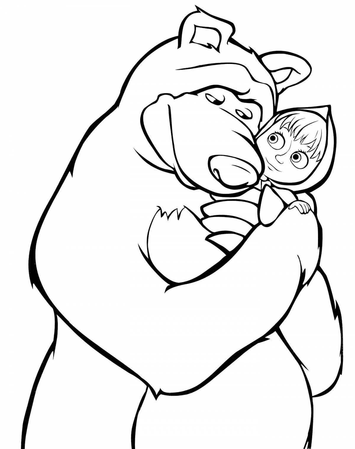 Merry Masha and the bear coloring pages for kids
