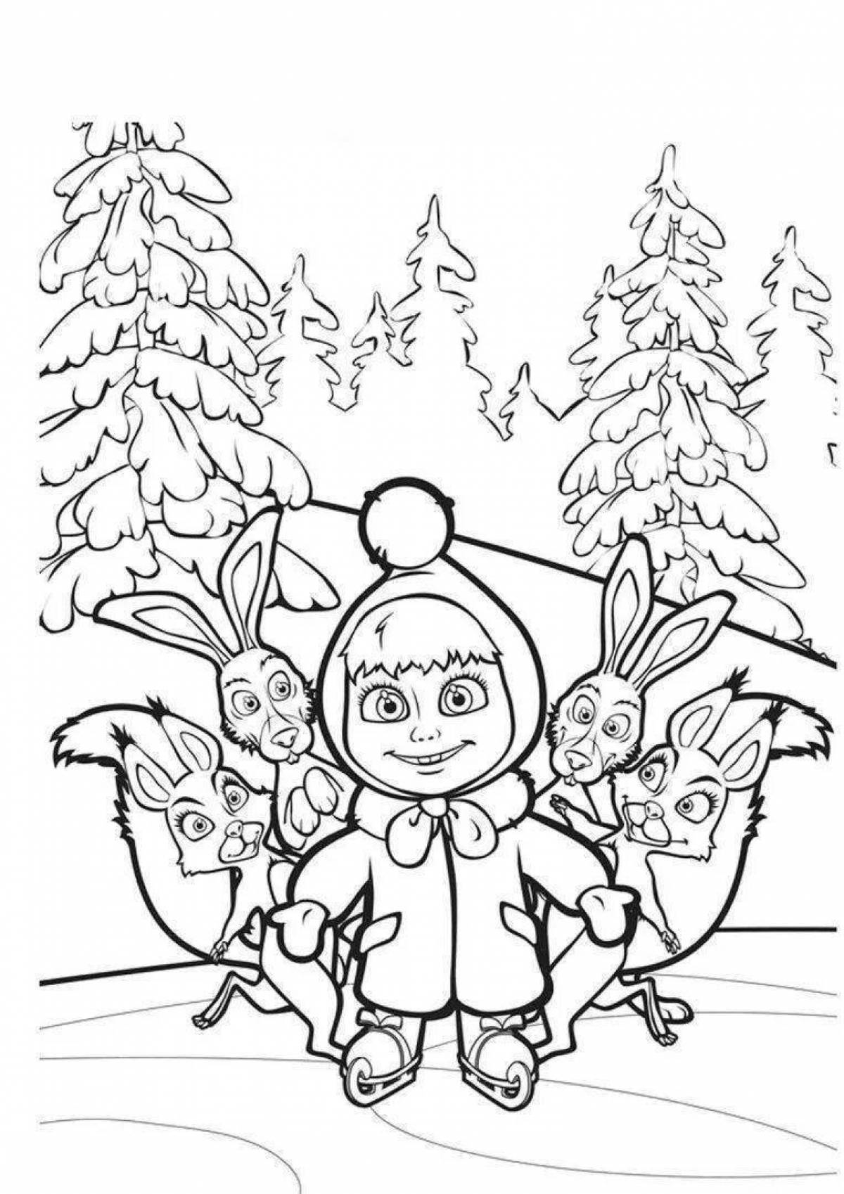 Fun coloring Masha and the Bear for kids
