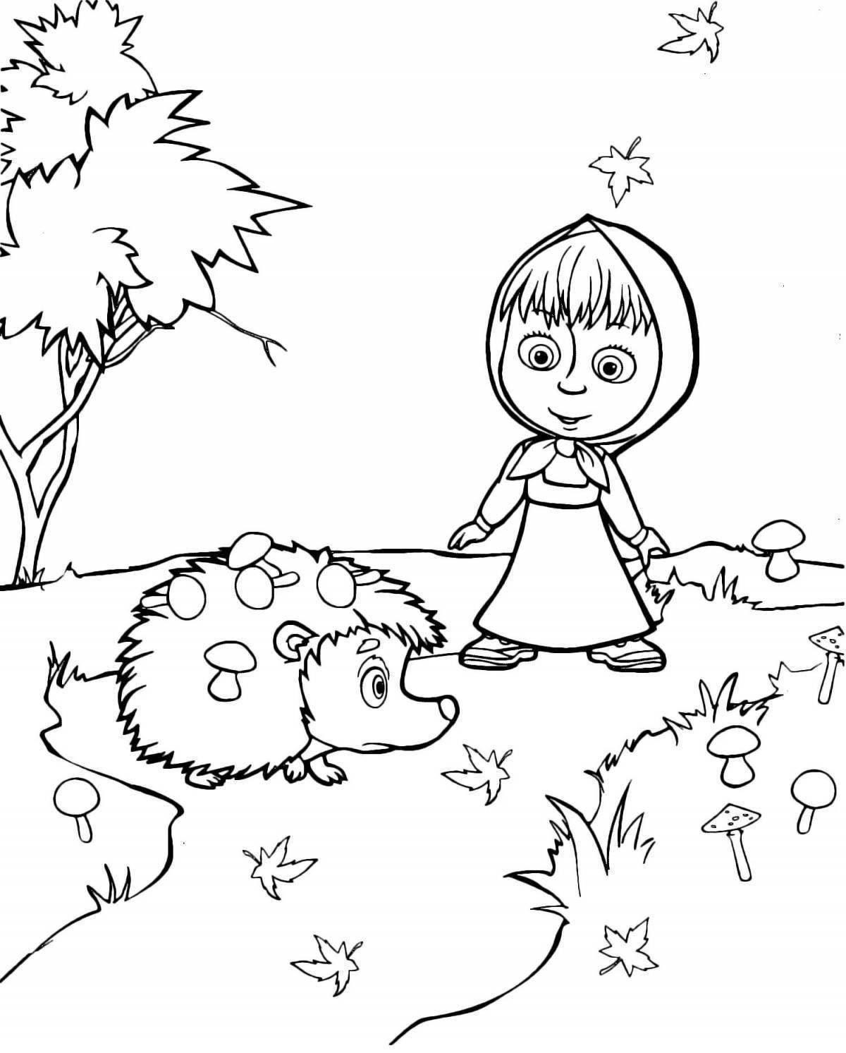 Magic Masha and the bear coloring pages for kids
