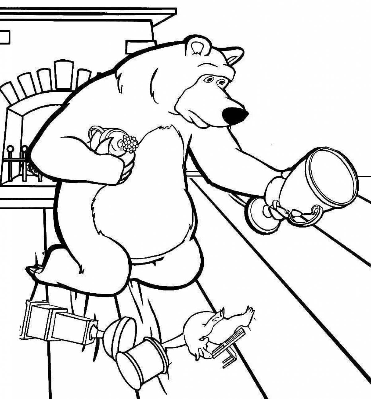 Fabulous Masha and the Bear coloring pages for kids