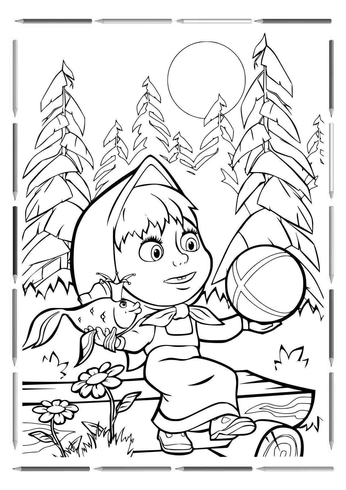 Colorful coloring pages Masha and the Bear for kids