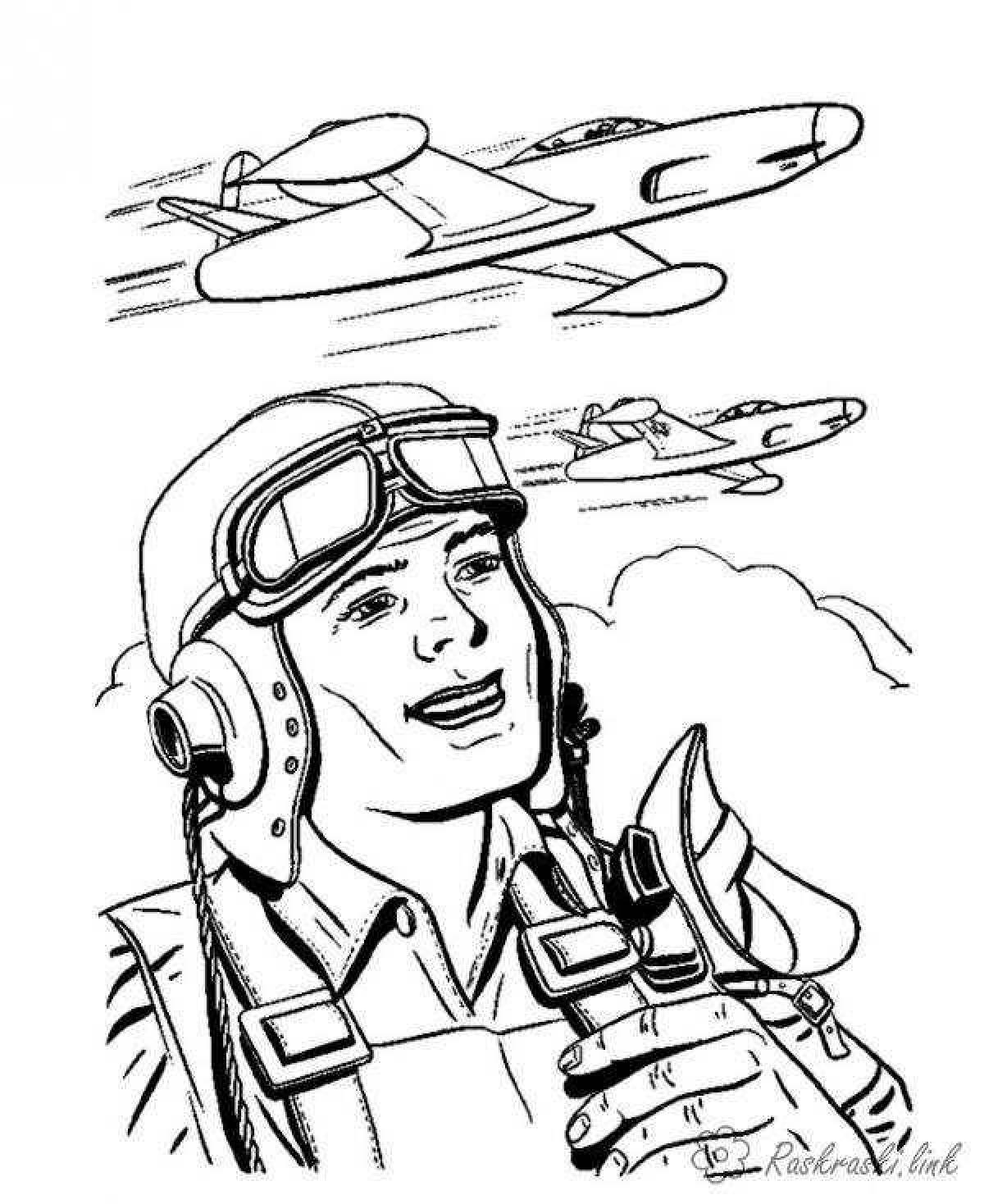 Coloring page funny pilot