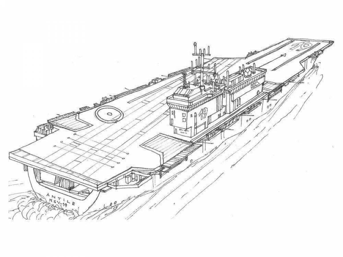 Photo Majestic aircraft carrier coloring page