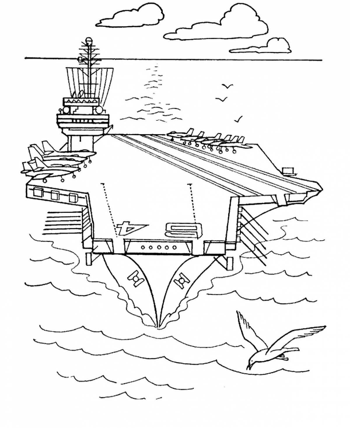 Great aircraft carrier coloring page