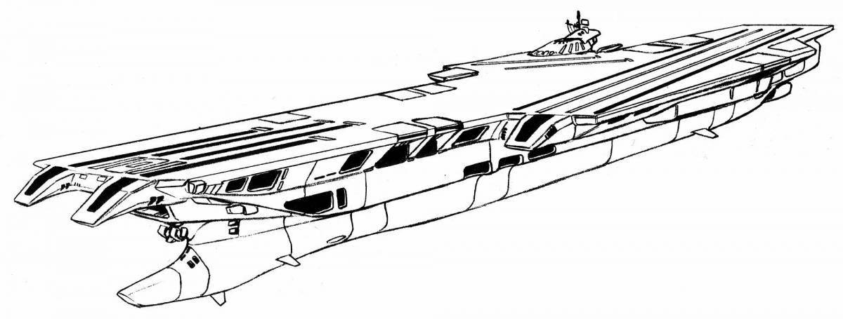 Impressive aircraft carrier coloring page
