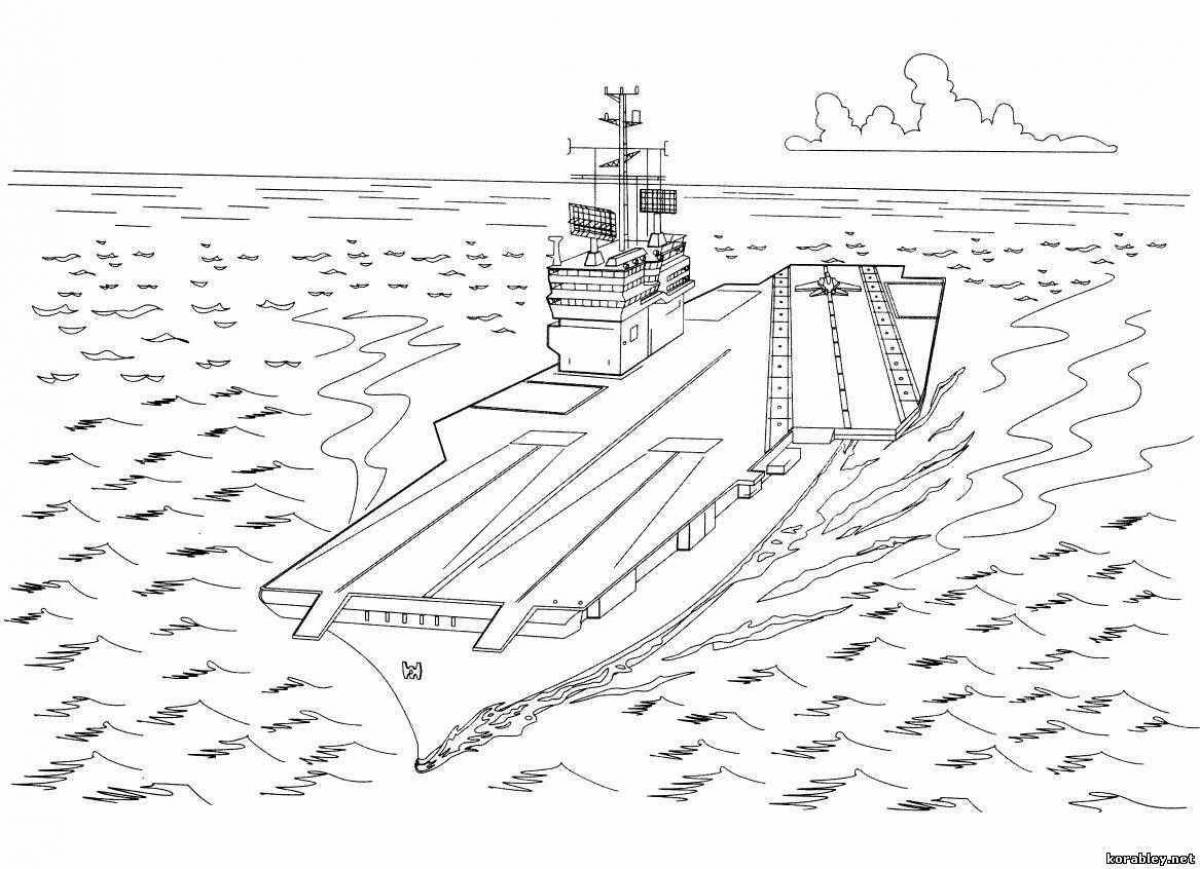 Fantastic aircraft carrier coloring page