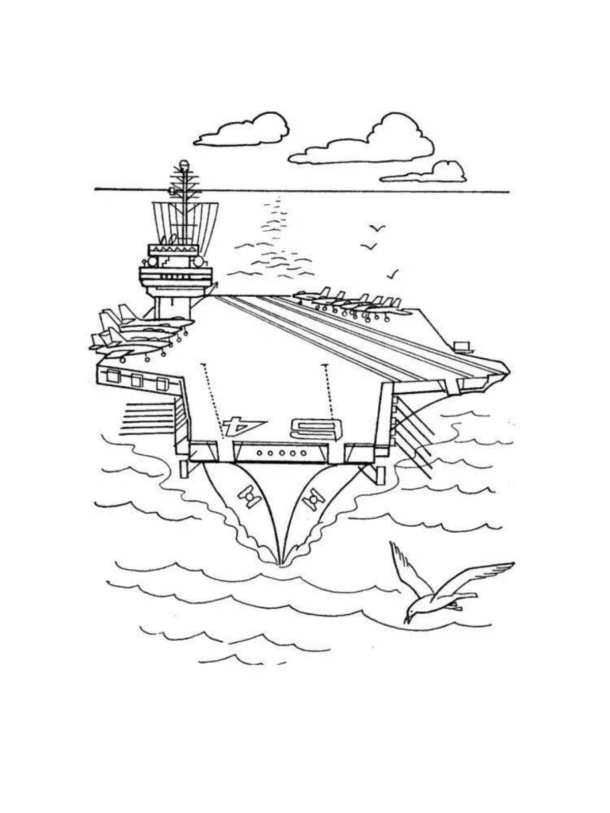 Aircraft carrier coloring page