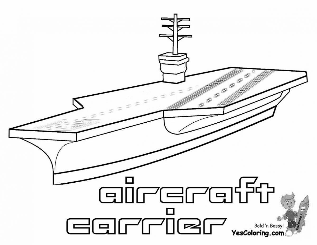 Luminous aircraft carrier coloring page