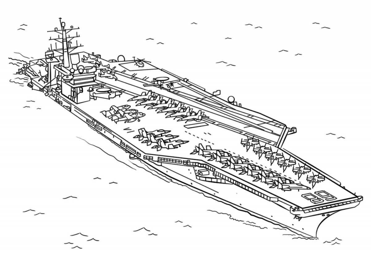 Dazzling aircraft carrier coloring page