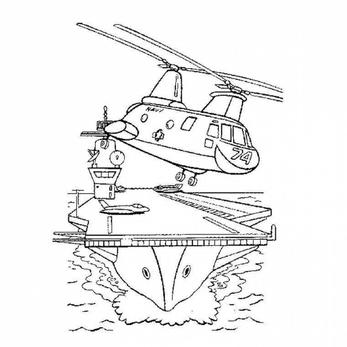 Exuberant aircraft carrier coloring page