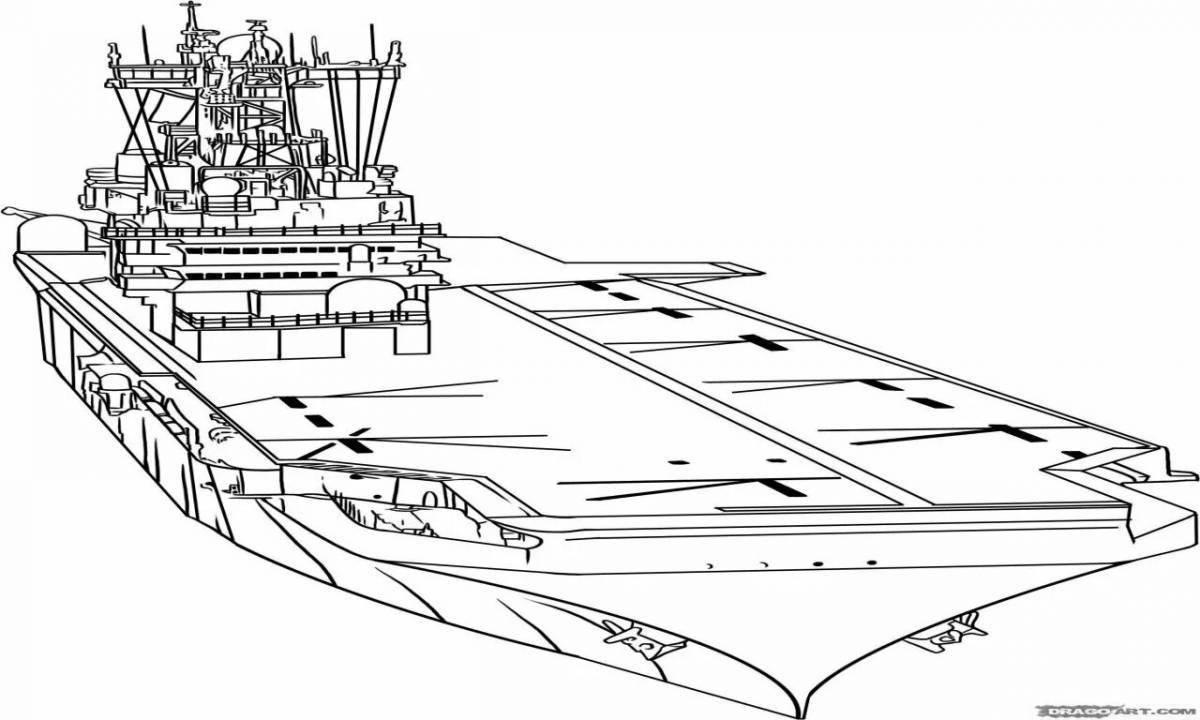 Great aircraft carrier coloring page