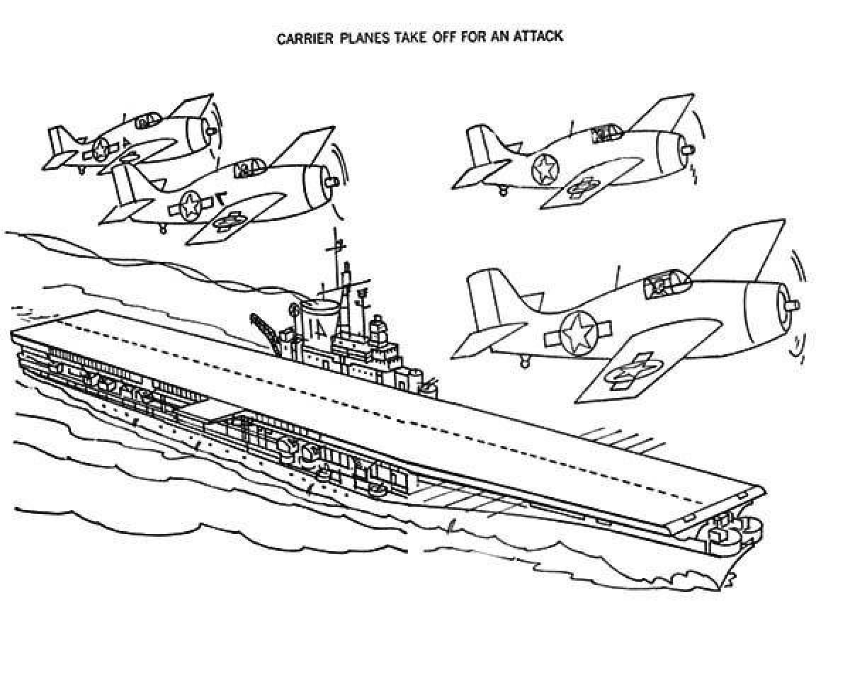 Generous aircraft carrier coloring page