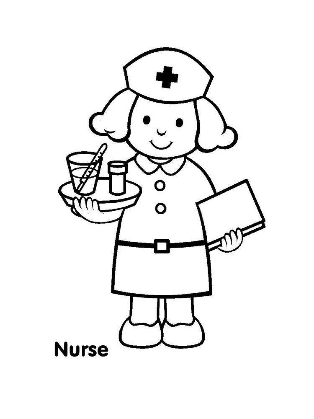 Coloring page happy nurse