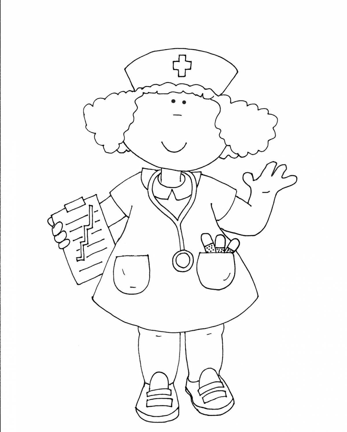 Playful nurse coloring page