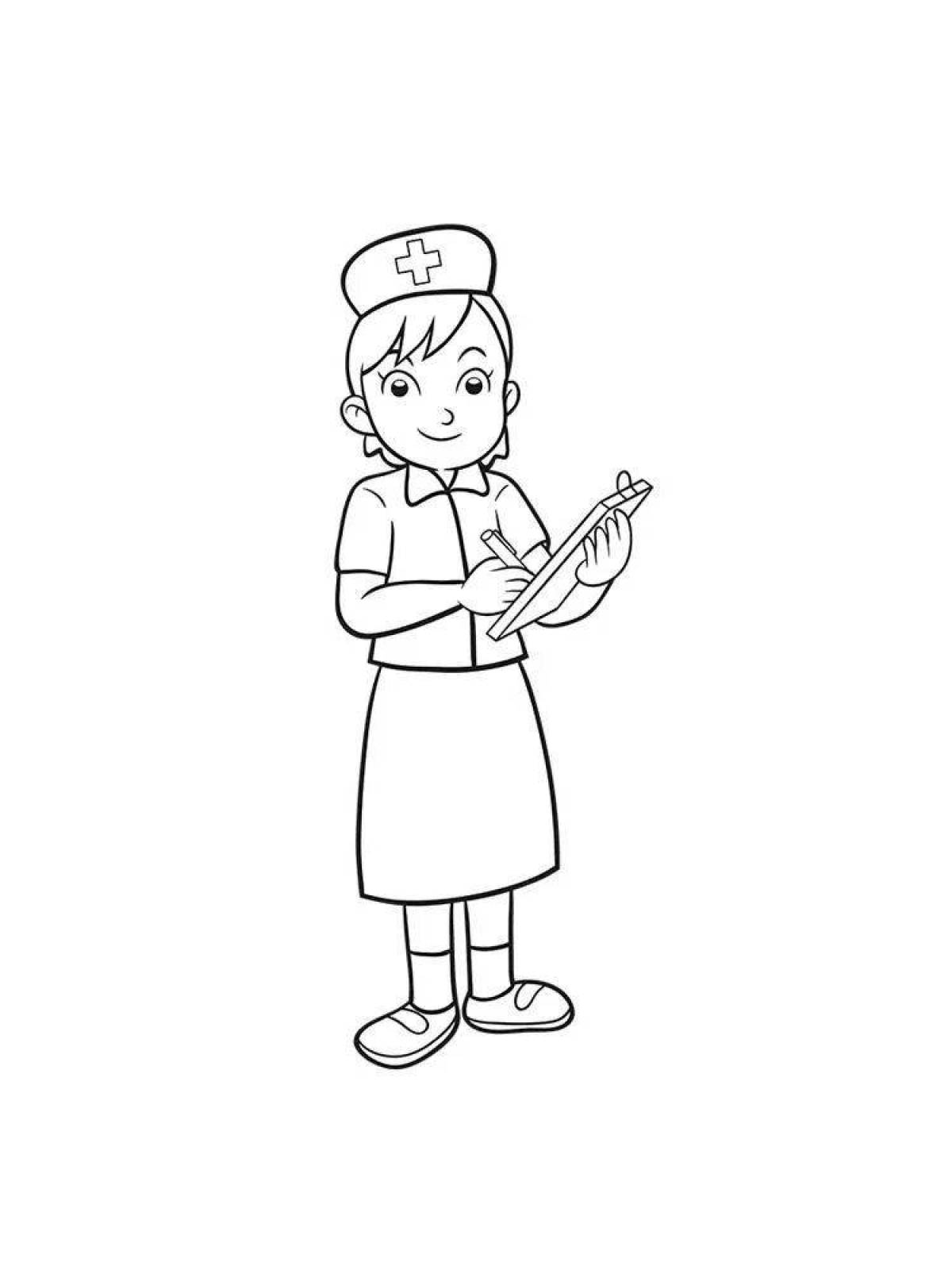 Prosperous nurse coloring page