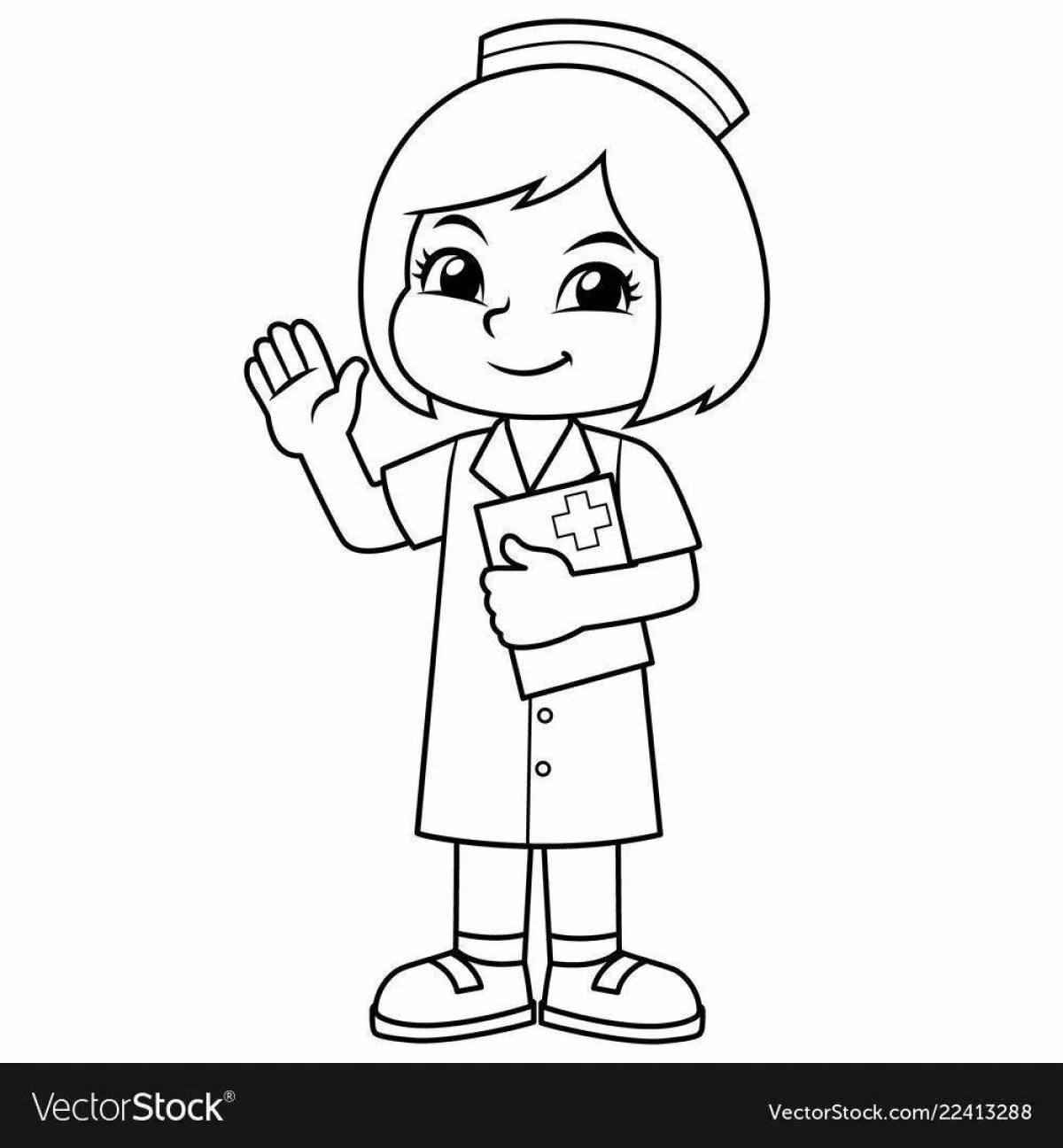 Enthusiastic nurse coloring page