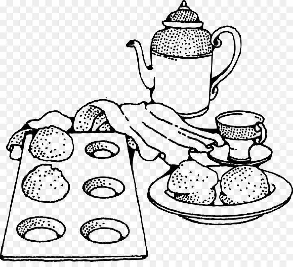 Colorful breakfast coloring page