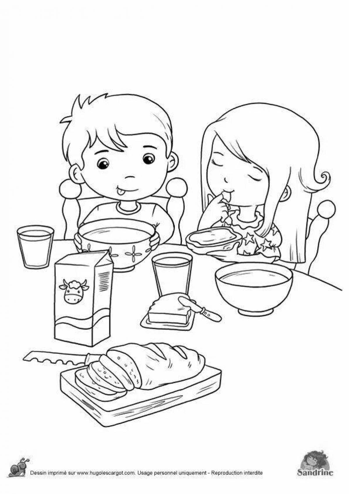 Spicy breakfast coloring page