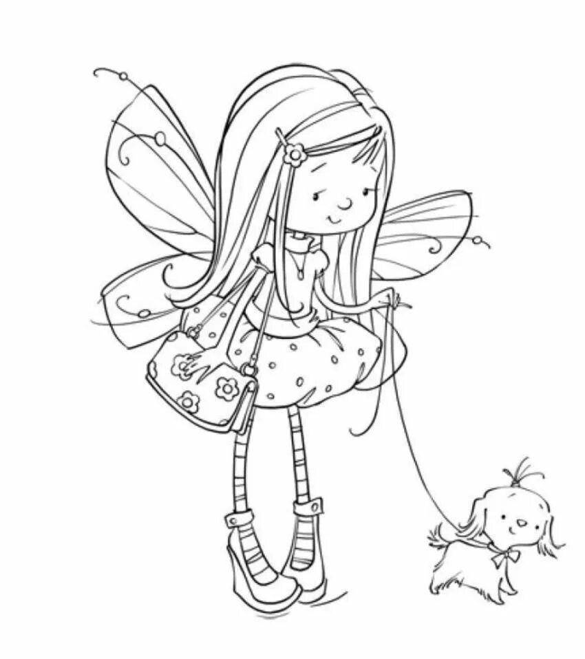 Flying fairy coloring pages