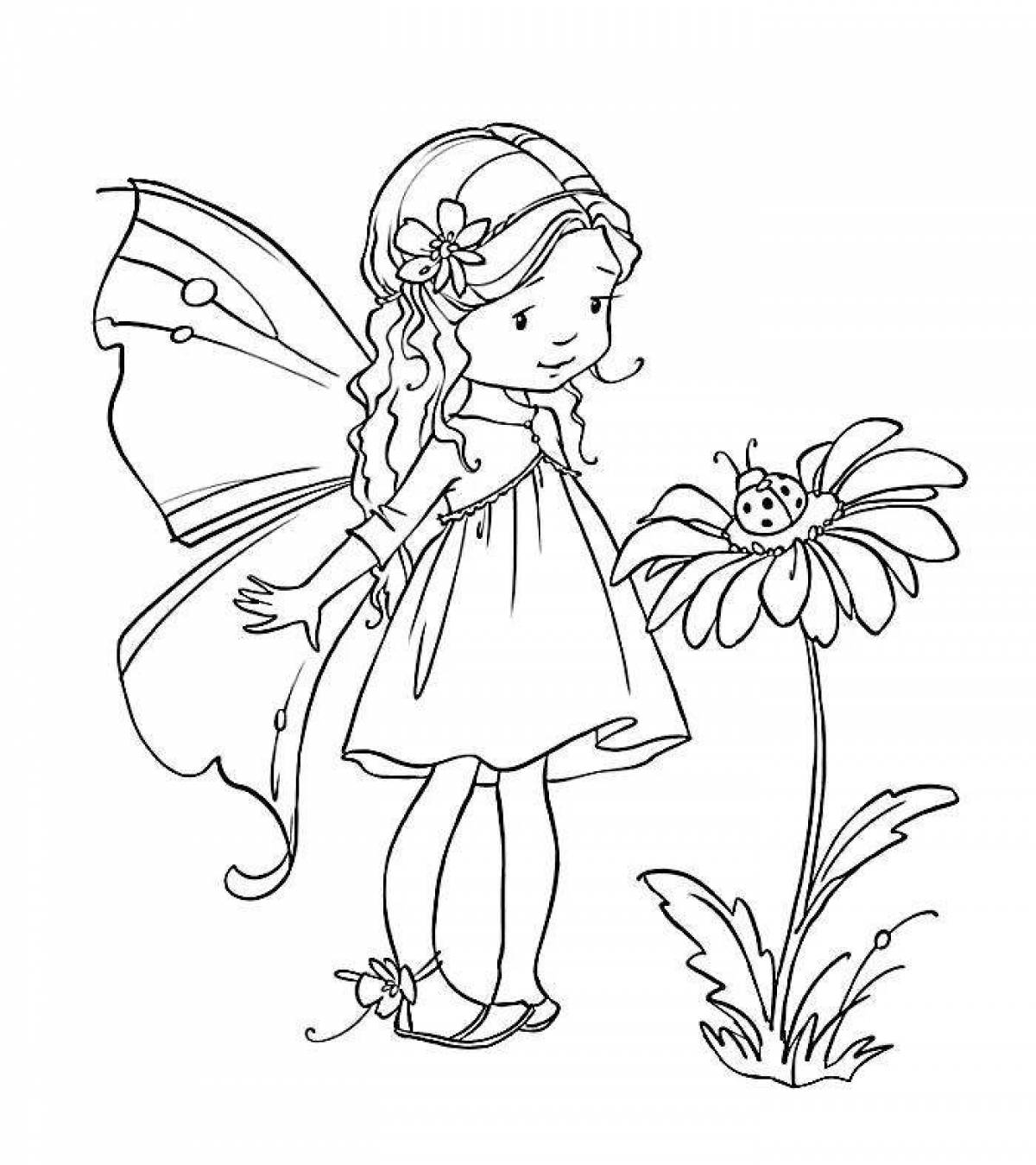 Blooming fairy coloring pages