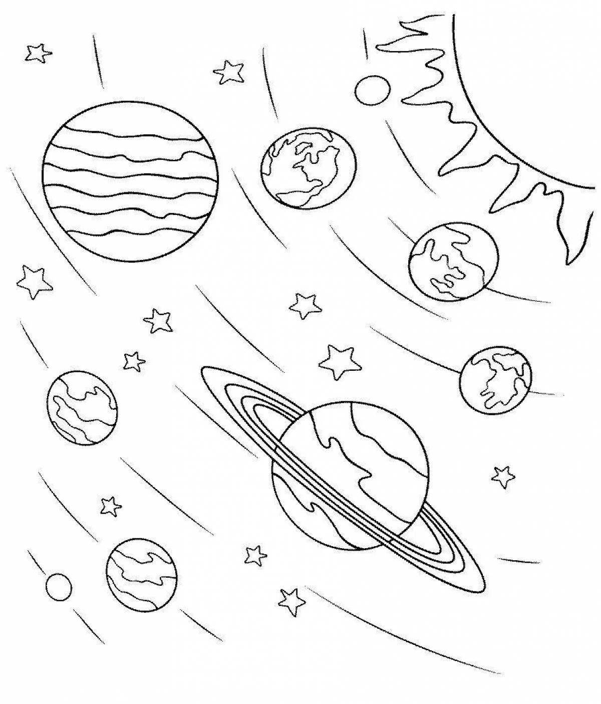 Glitter space coloring book