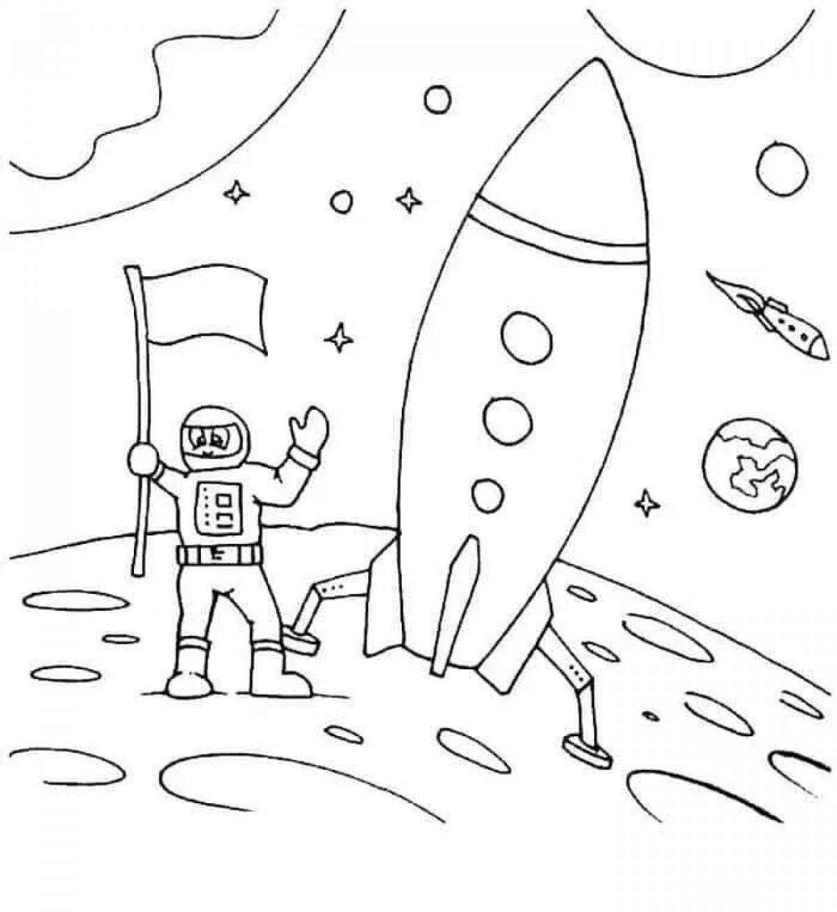 Coloring book glowing outer space