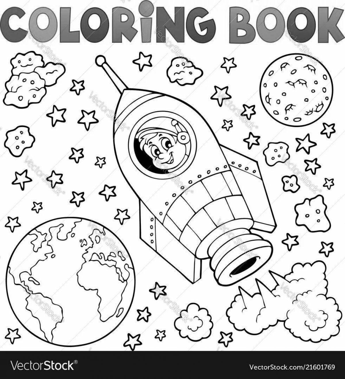 Adorable intergalactic space coloring book
