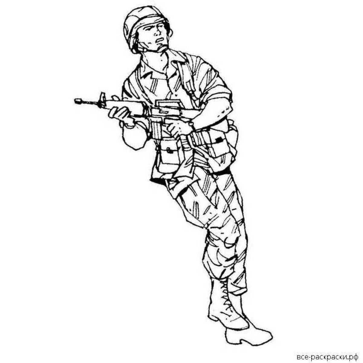Colorful russian soldier coloring page