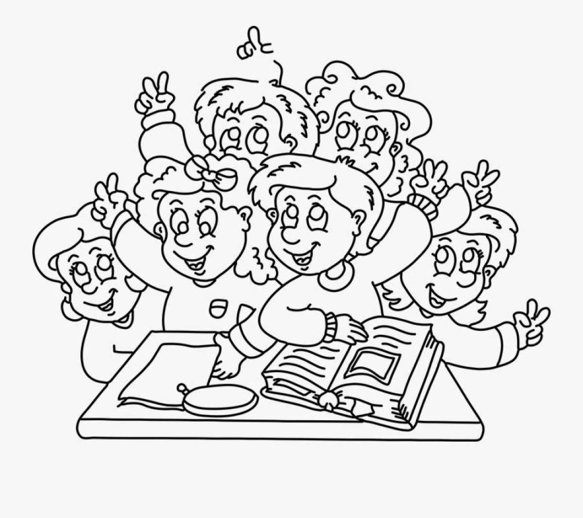 Glowing student's day coloring page