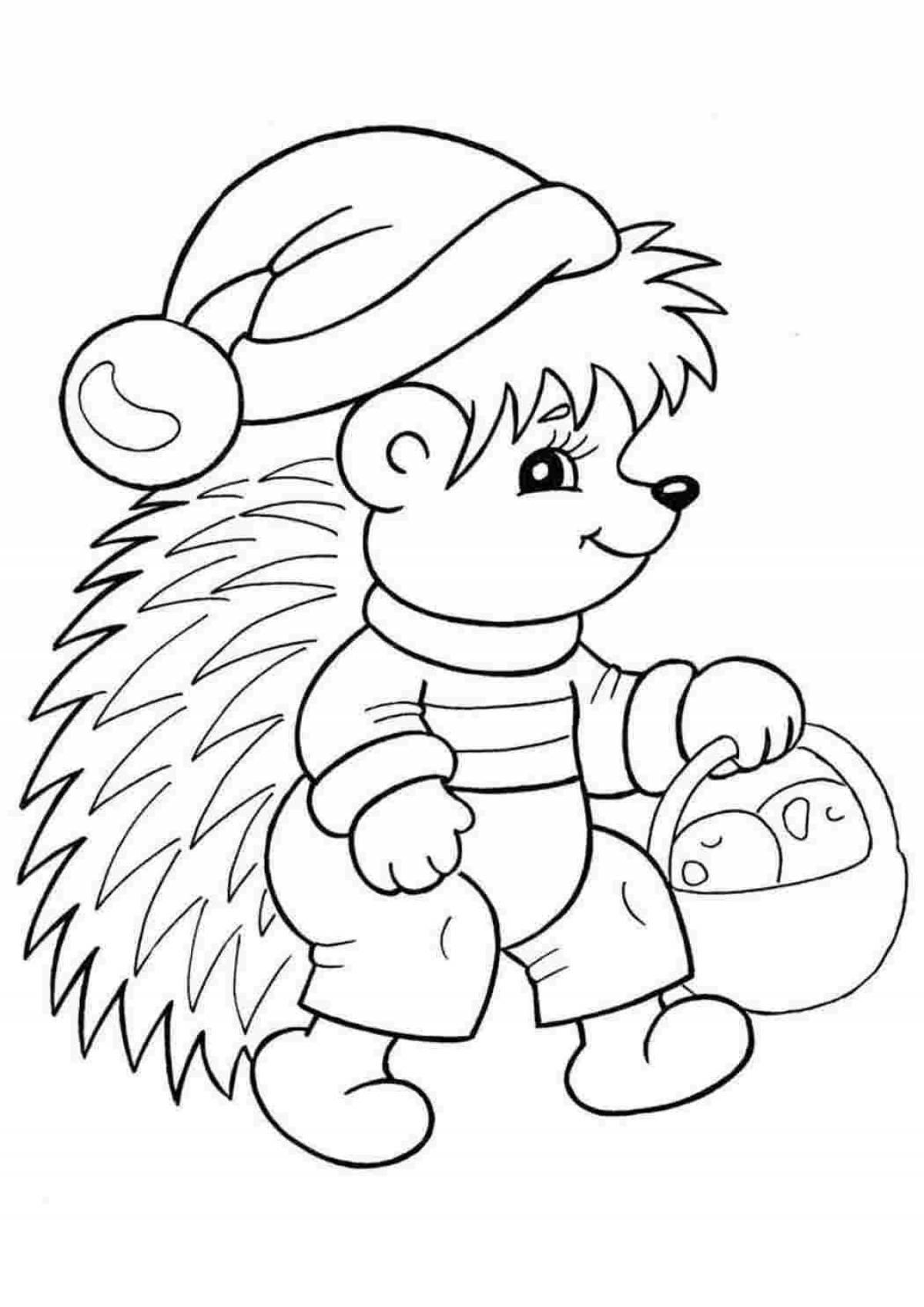Naughty hedgehog coloring page
