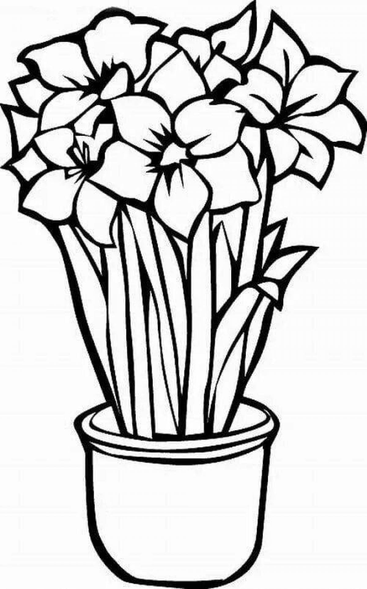 Exalted potted flowers coloring page