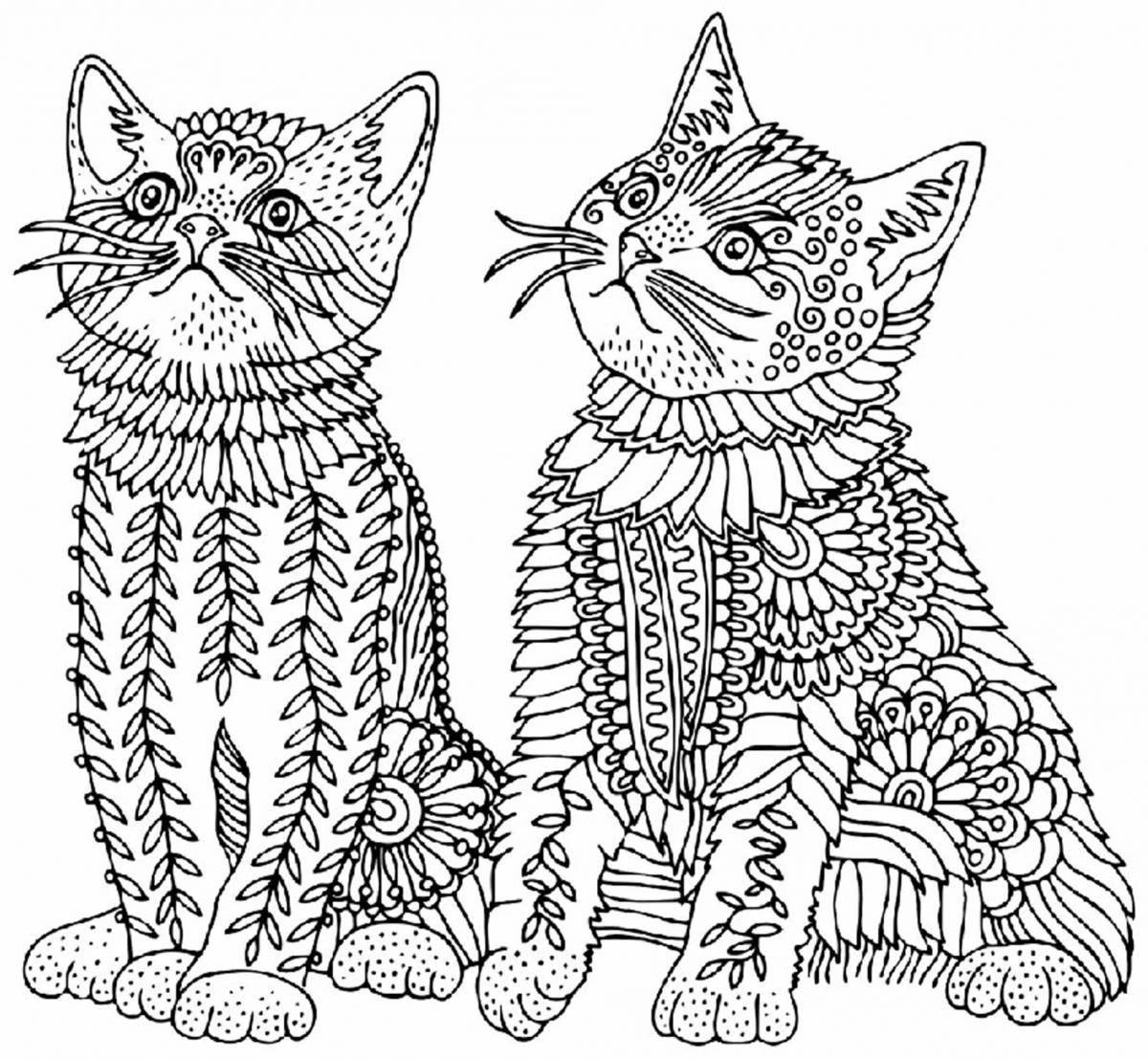 Величественные раскраски сложные кошки