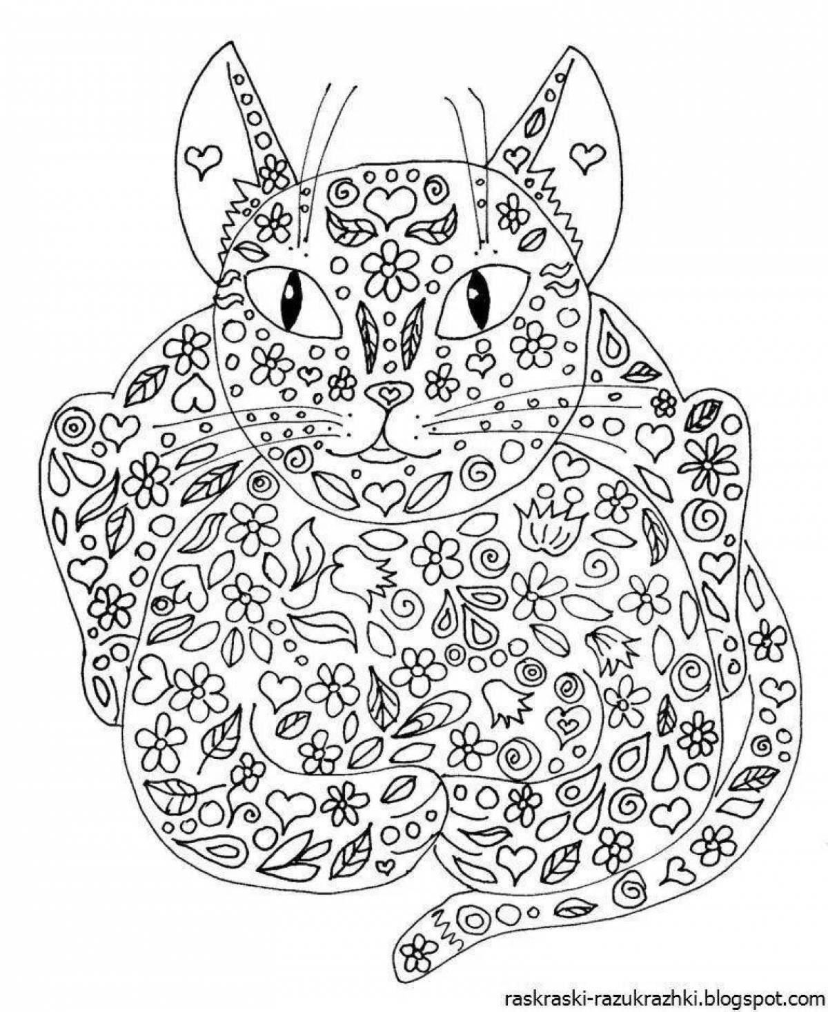 Coloring pages of complex cats
