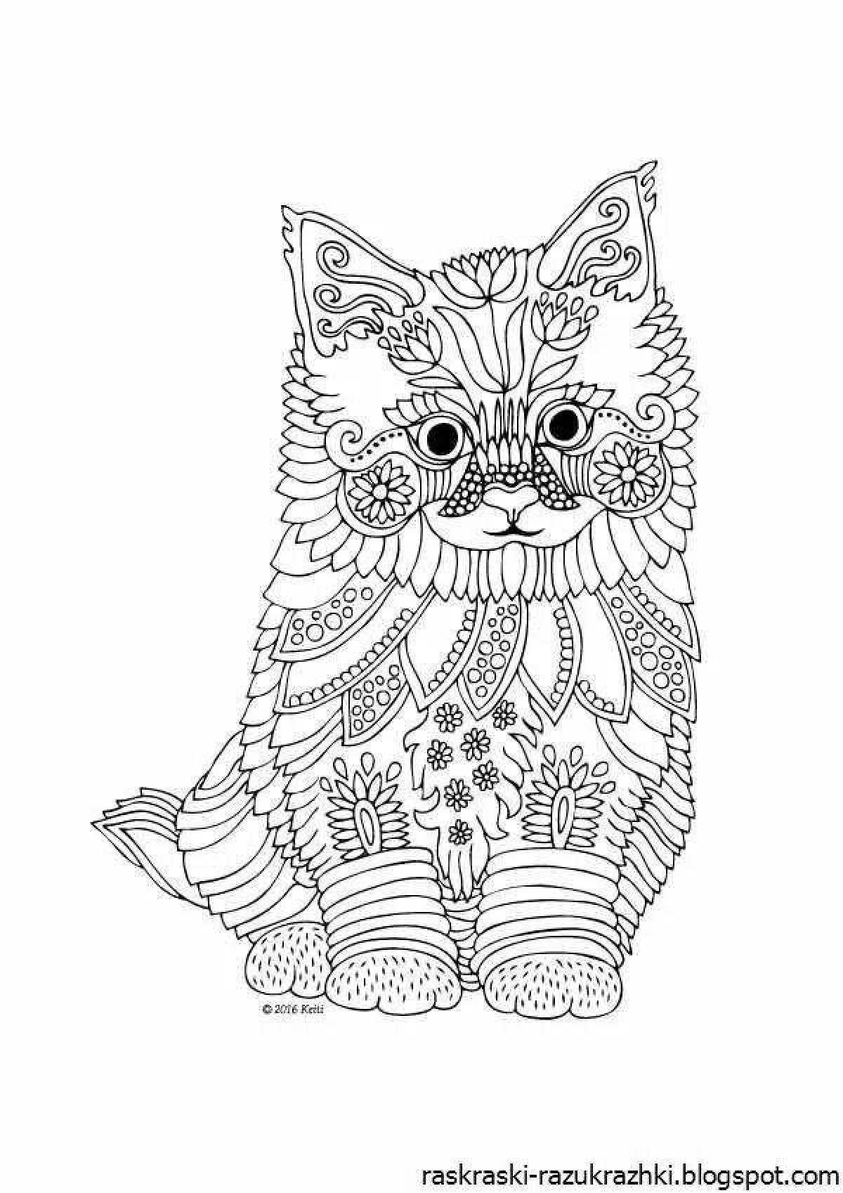 Amazing coloring pages of complex cats