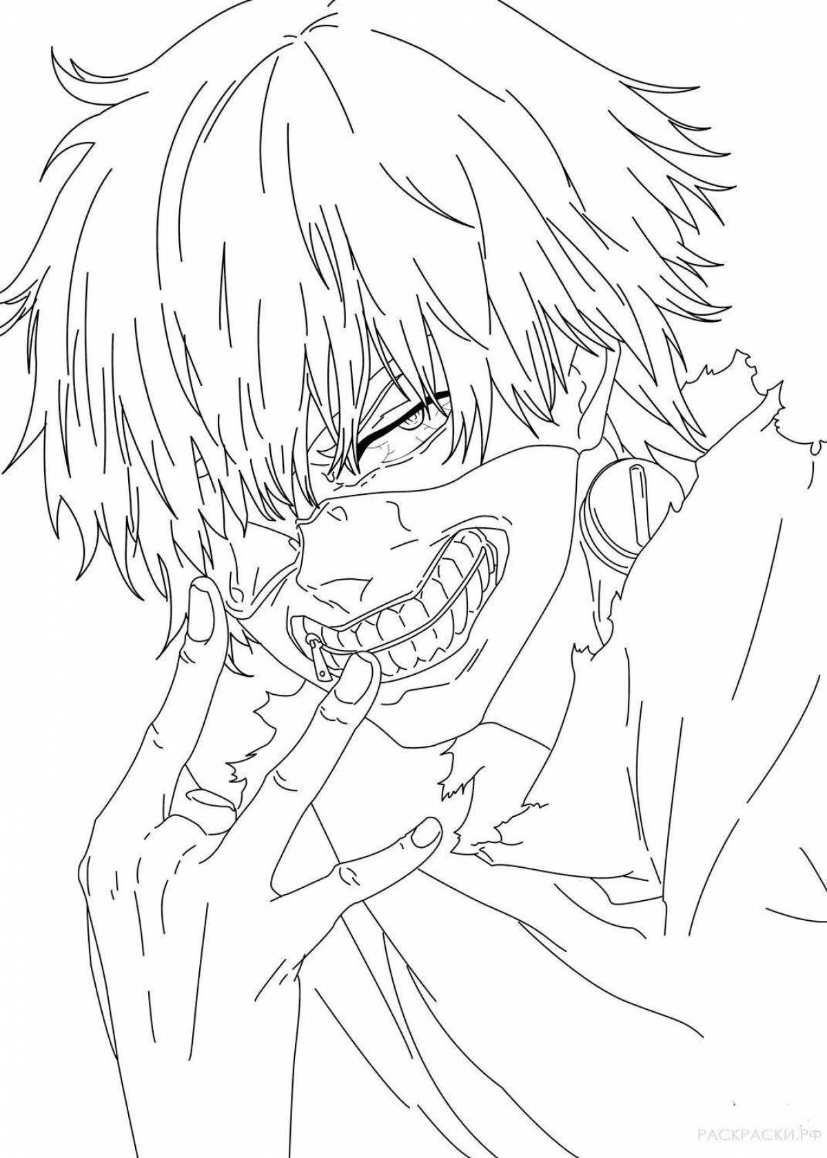 Colorful tokyo ghoul coloring page