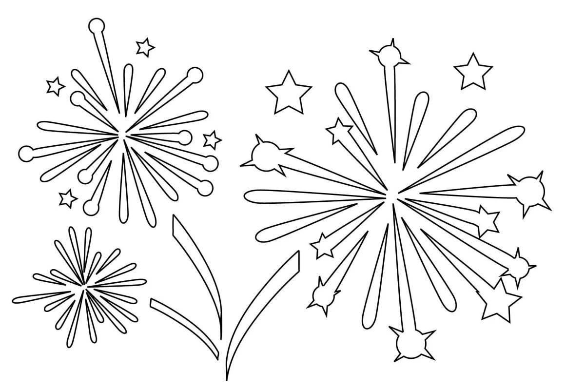 Coloring for bright fireworks for children