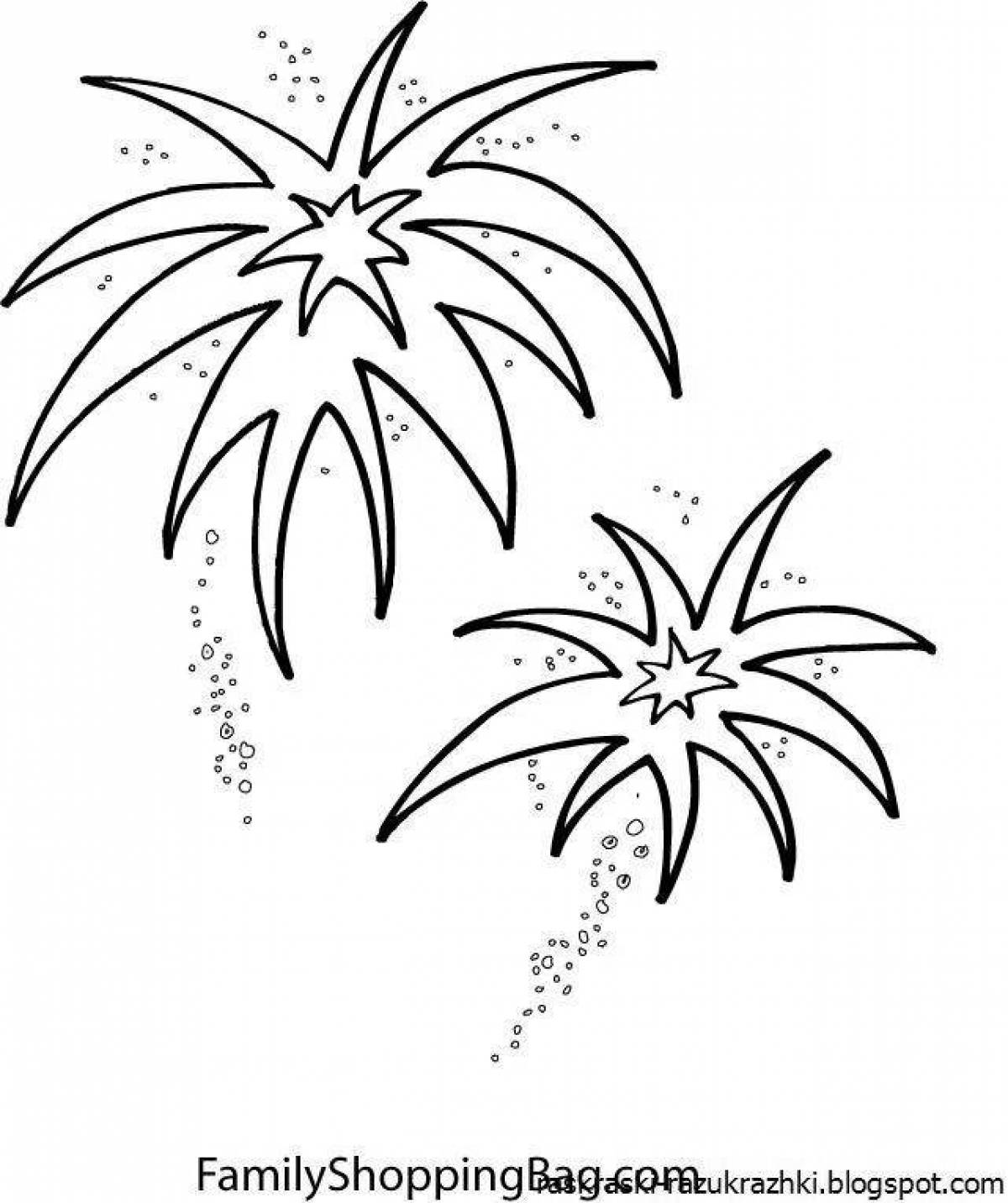 Glorious fireworks coloring pages for kids