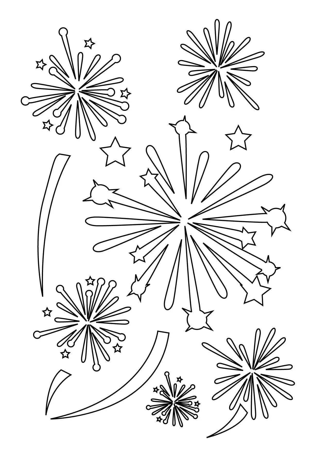 Awesome fireworks coloring pages for kids