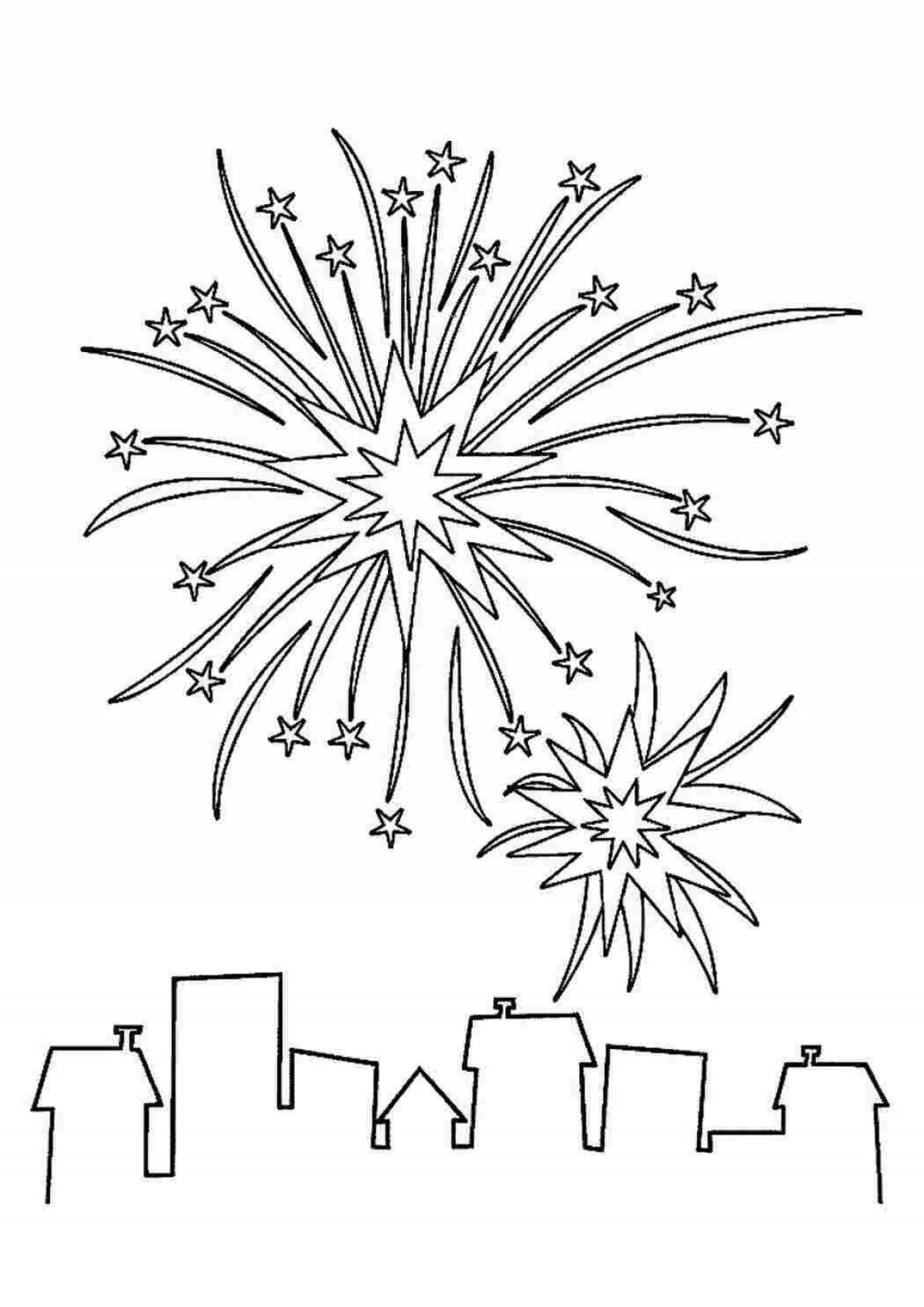 Amazing fireworks coloring pages for kids
