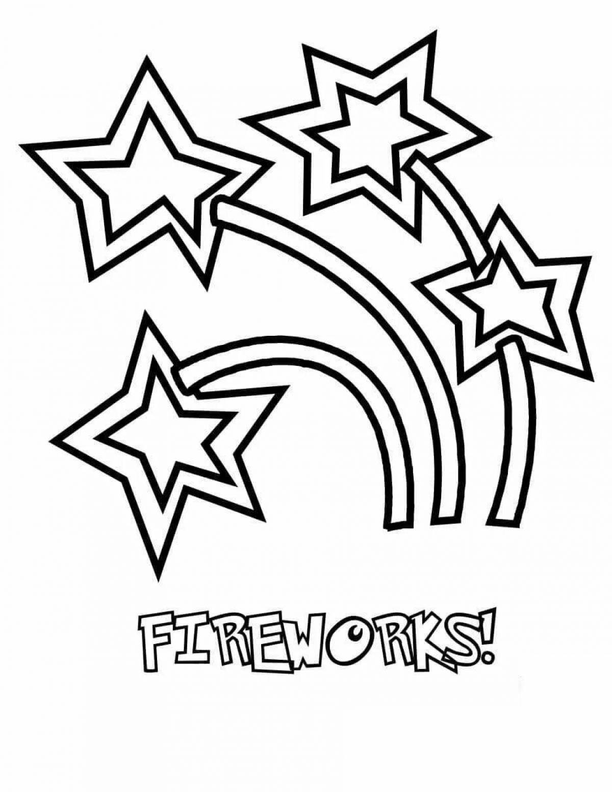 Beautiful fireworks coloring book for kids