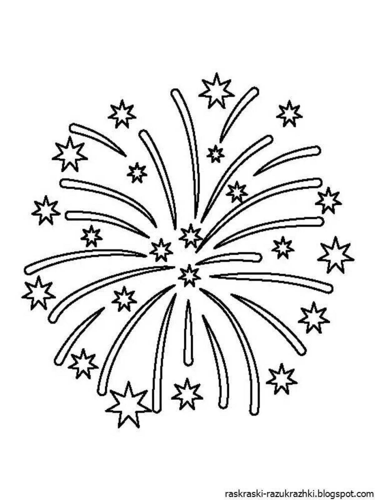 Playful fireworks coloring page for kids