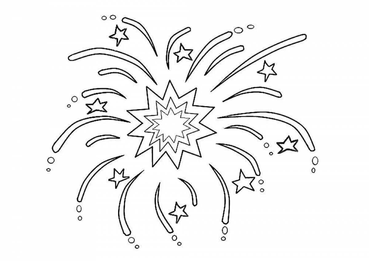 Coloring for bright fireworks for children