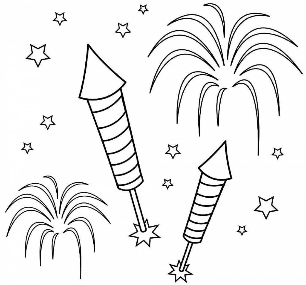 Exotic fireworks coloring book for kids