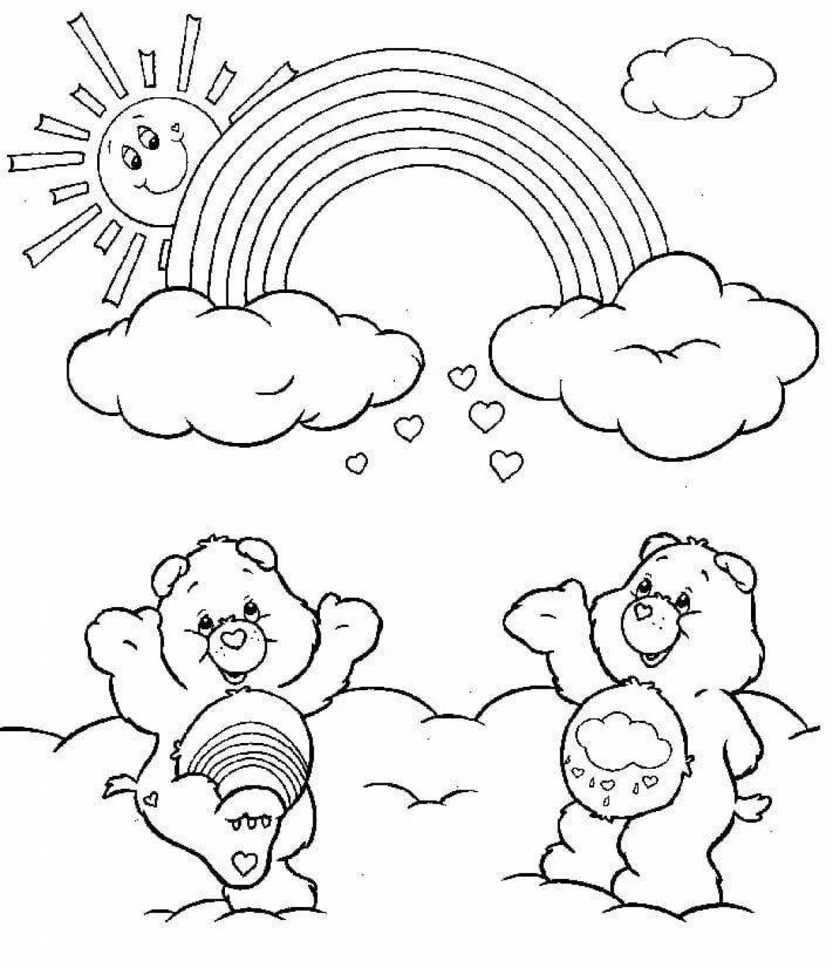 Coloring book cheerful yellow rainbow friend