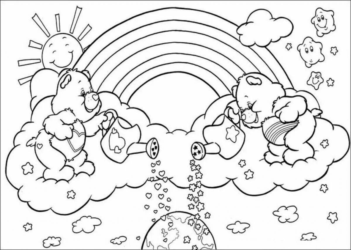 Gorgeous yellow rainbow coloring page