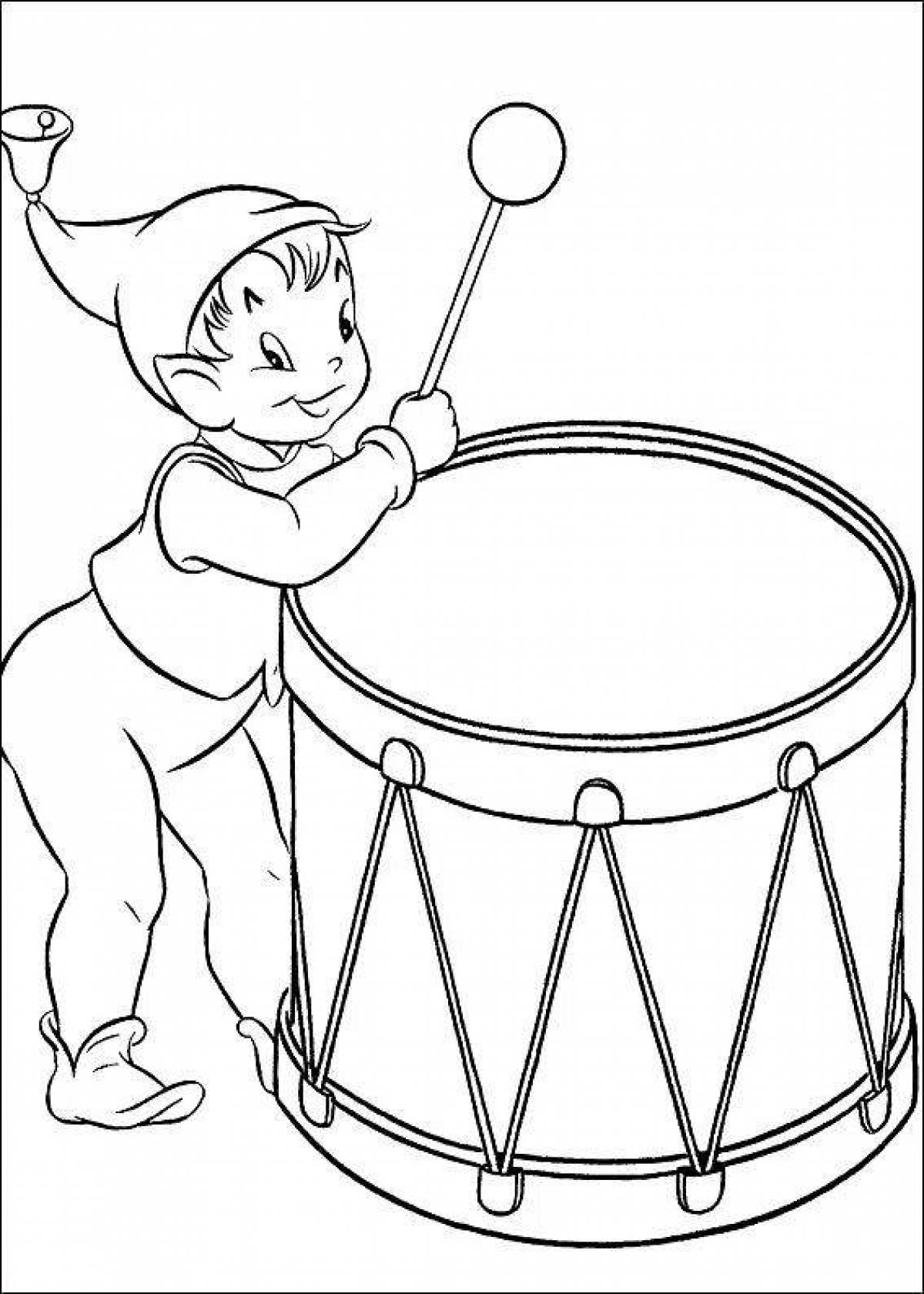 Барабан раскраска для малышей